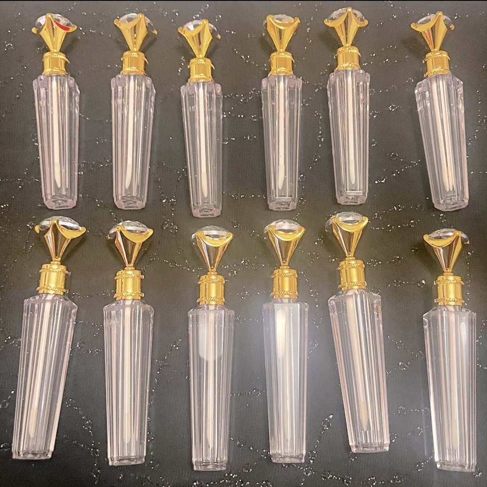 gold clear diamond empty lipstick bottles